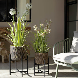 Agapanthe artificielle à fleurs blanches pot en zinc h99cm