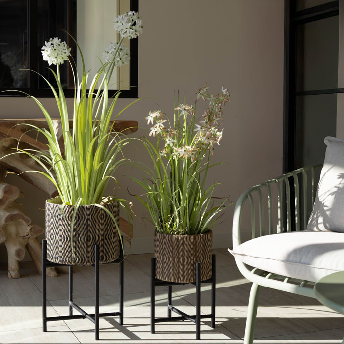 Agapanthe artificielle à fleurs blanches pot en zinc h99cm