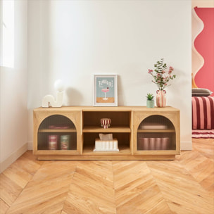 Meuble bas 2 portes 3 étagères Lousada beige 160x40cm