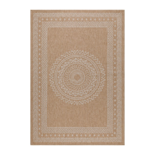 DHAKA - Tapis intérieur/extérieur aspect jute motif mandala beige