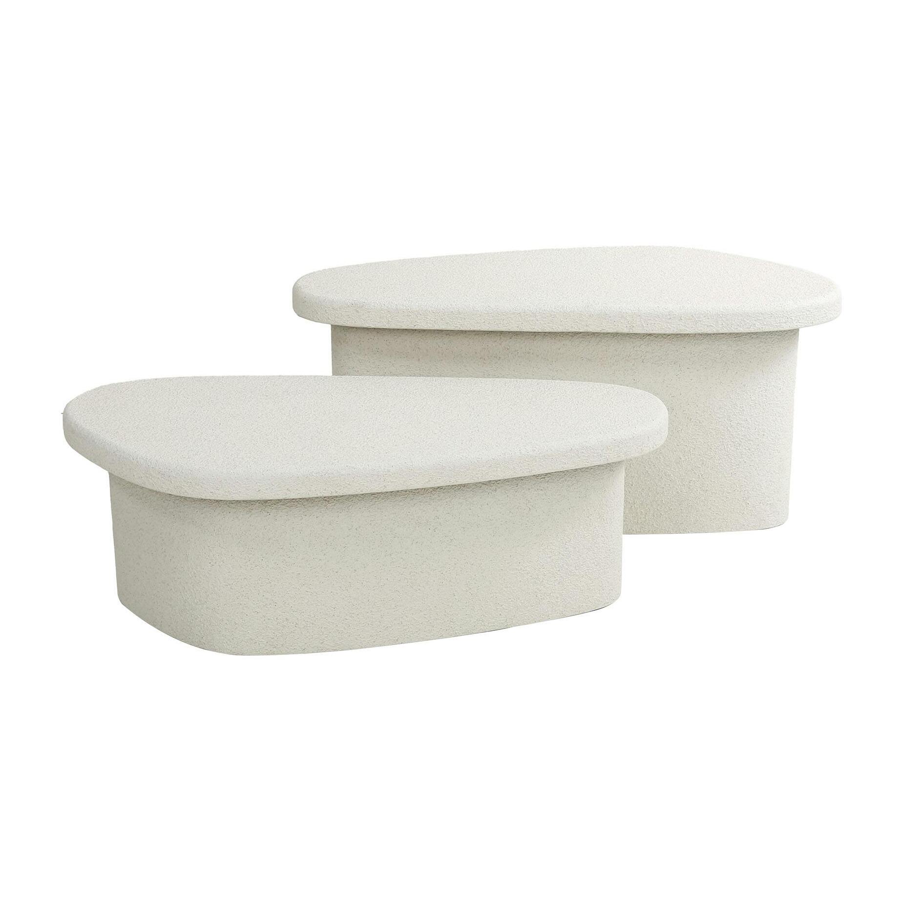 Table basse blanche en marbre composite (lot de 2)