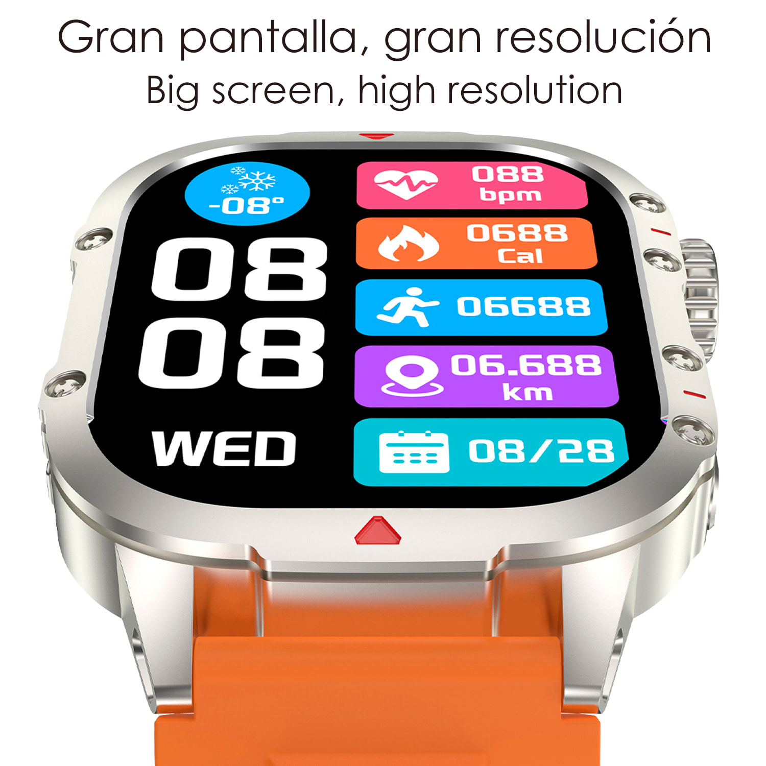 Smartwatch B04 con chiamate BT, notifiche push. Monitor sportivo e salutare. Corona multifunzione.