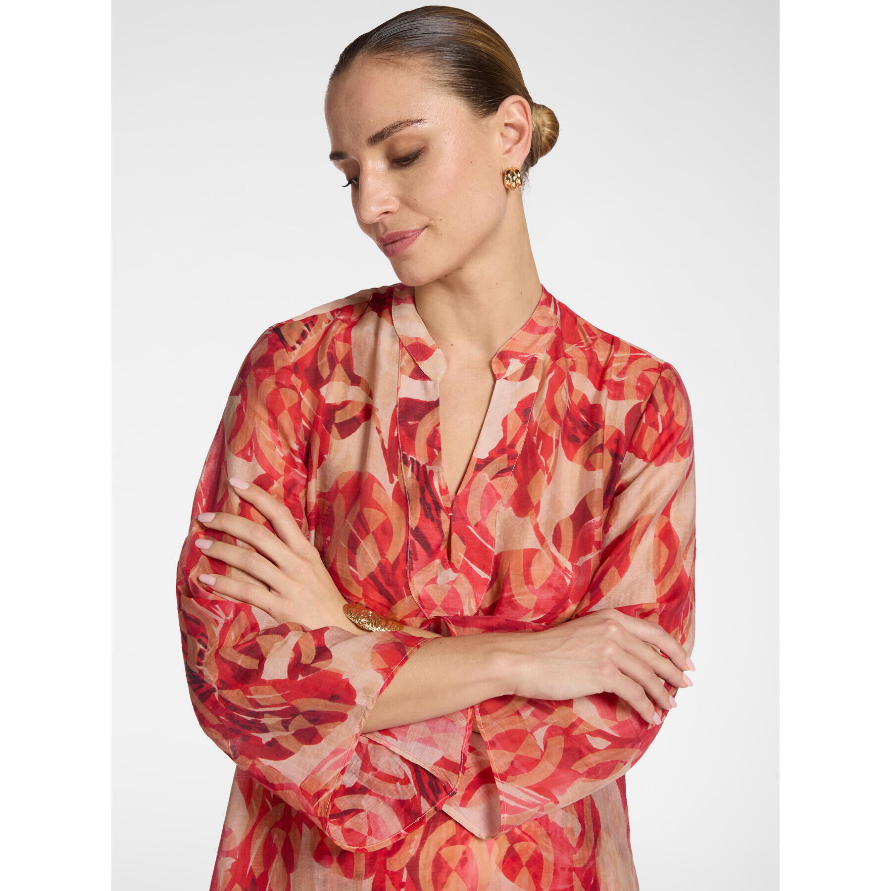 Elena Mirò - Vestido largo estampado - Rojo