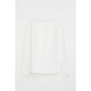 Camiseta blanca de manga larga y cuello pico con bordado Rigby Go