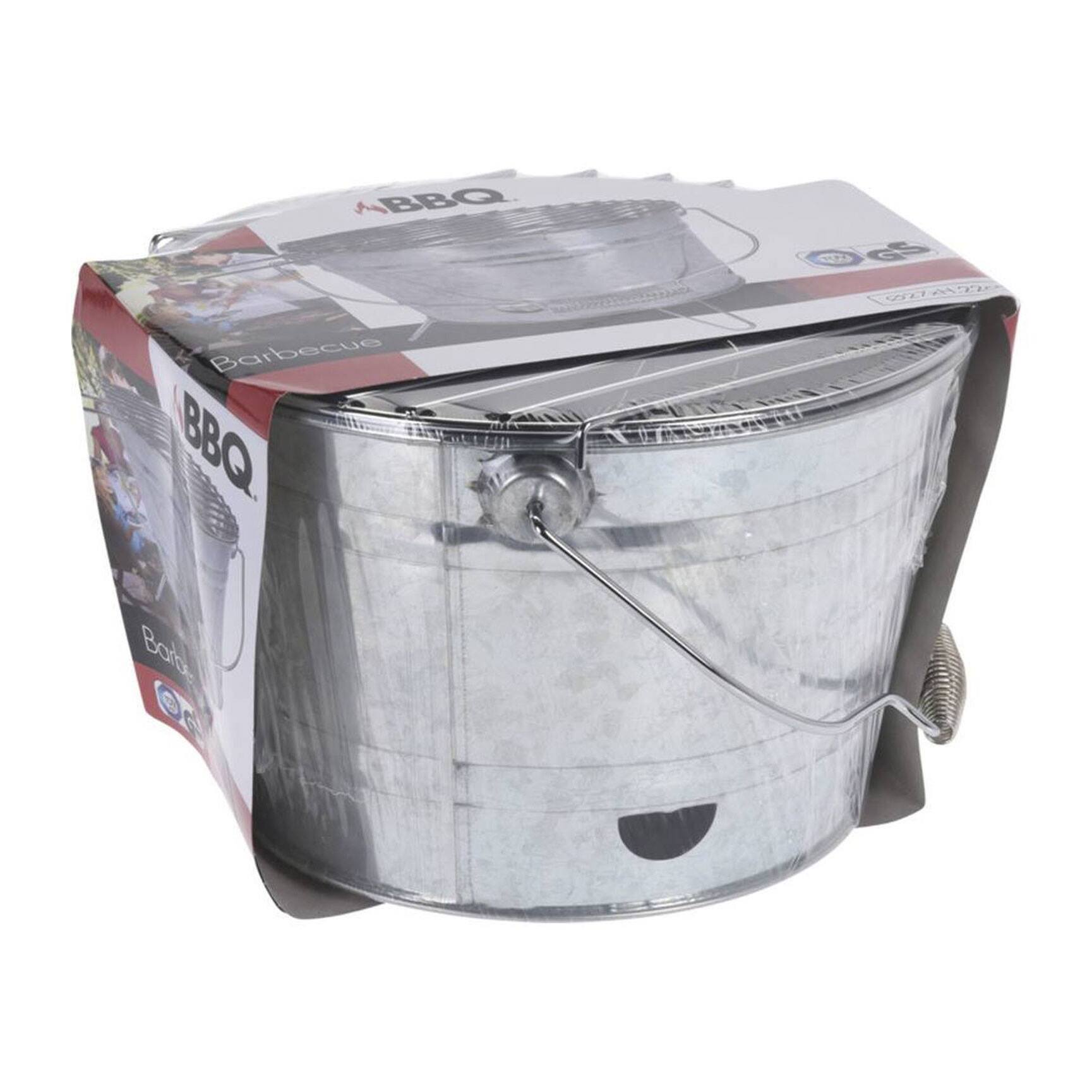 Well home cubo barbacoa acabado en zinc sobre 3 pies plegables con asa