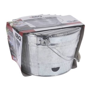 Well home cubo barbacoa acabado en zinc sobre 3 pies plegables con asa