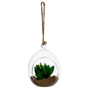 Plante artificielle en boule - pot en verre - H9 - 5cm