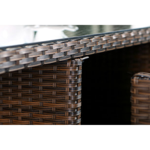 Salon de jardin 6 places marron/blanc + housse de protection REGINA
