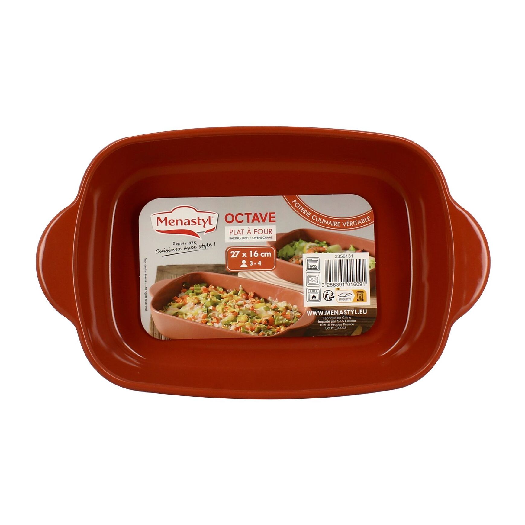 Plat à four en grès terracotta 27x16,5cm OCTAVE