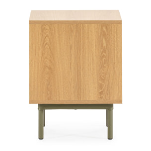 Mesita de noche Cuzco 2 cajones color Roble/Verde