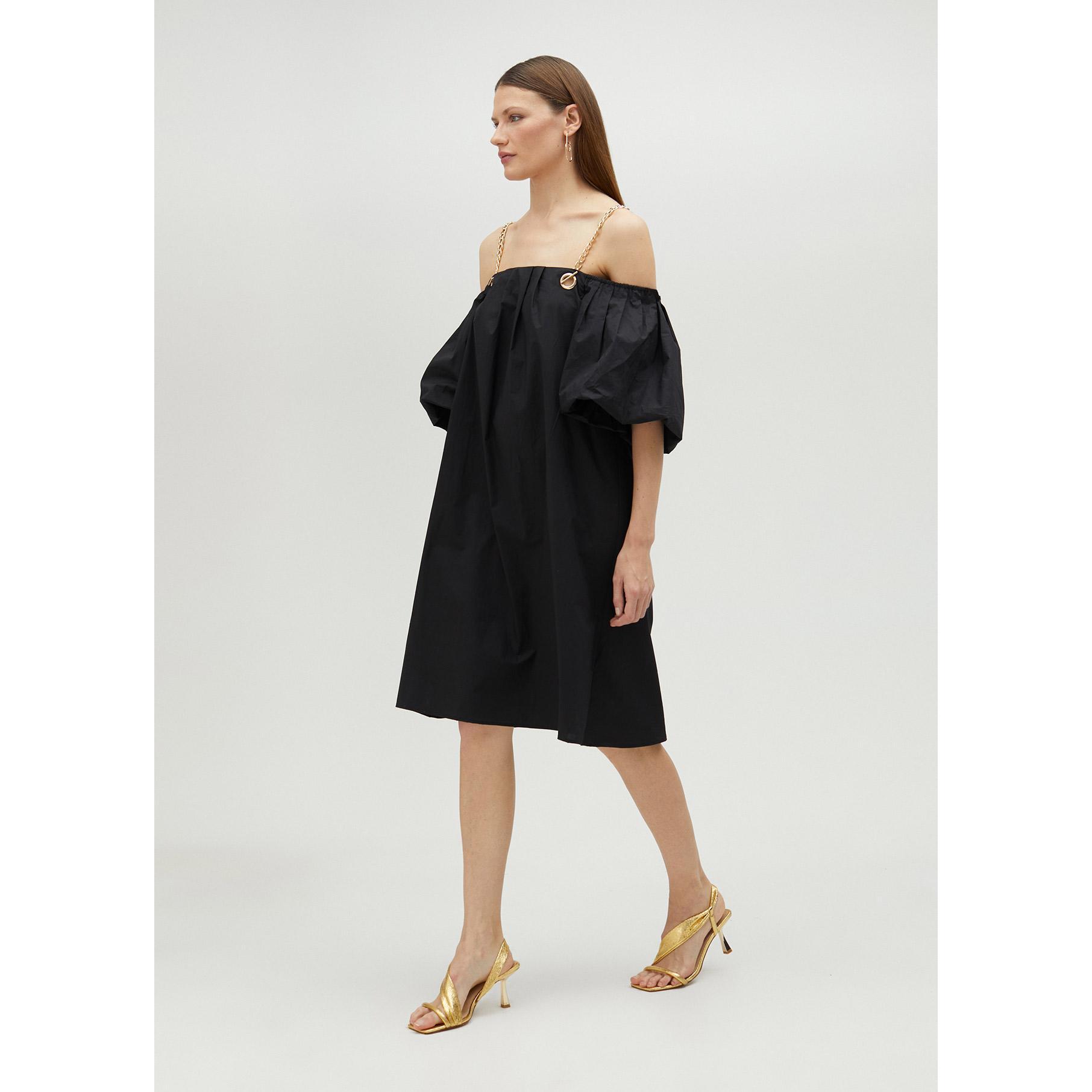 Vestito corto con spalline a catena dorata