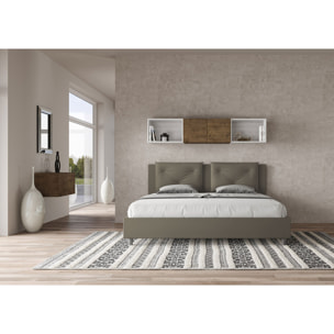 Letto matrimoniale king size con rete imbottito 180x190 similpelle cappuccino Appia