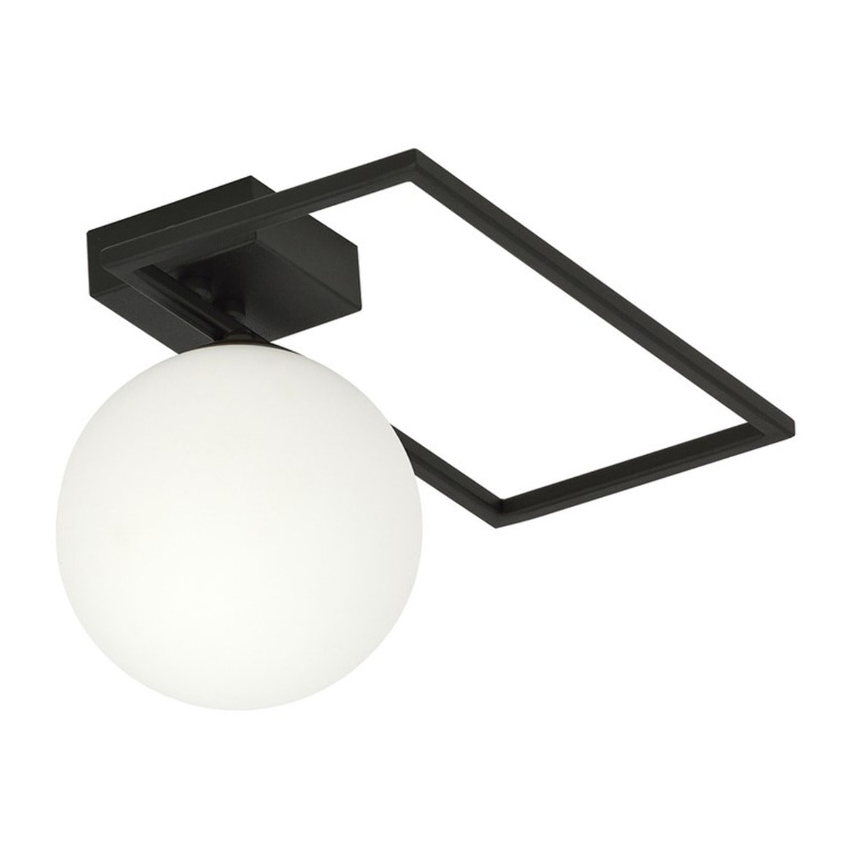 Lampada a soffitto Imago in metallo nero e vetro opalino