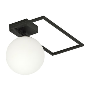 Lampada a soffitto Imago in metallo nero e vetro opalino