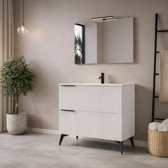 MOBILE DA BAGNO CANNES 90 2 CASSETTI BIANCO - 6 PEZZI