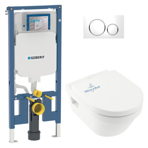 Duofix Pack Bâti-support + Cuvette sans bride + Abattant  + Plaque de déclenchement (SLIM-ARCHI4-C)