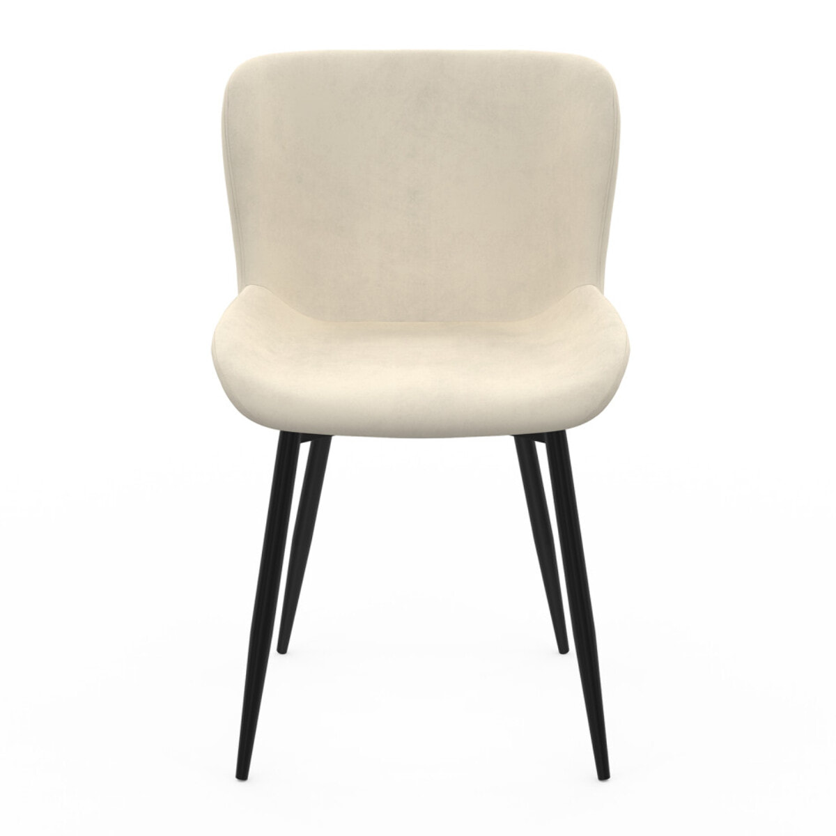 Chaises Taylor velours crème pieds métal noirs - lot de 2