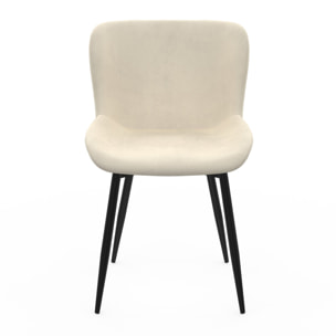 Chaises Taylor velours crème pieds métal noirs - lot de 2