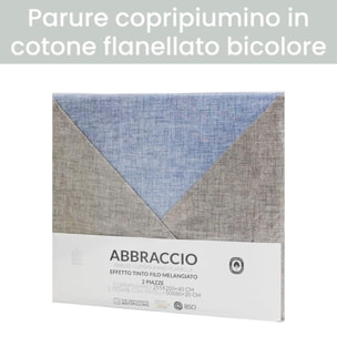 Intrecci - Set Copripiumino, 100% Flanella di Cotone, Morbido e Caldo, Sacco Copripiumino 1 Federa/e, Effetto Tinto in Filo, Double Face, Una Piazza e Mezza