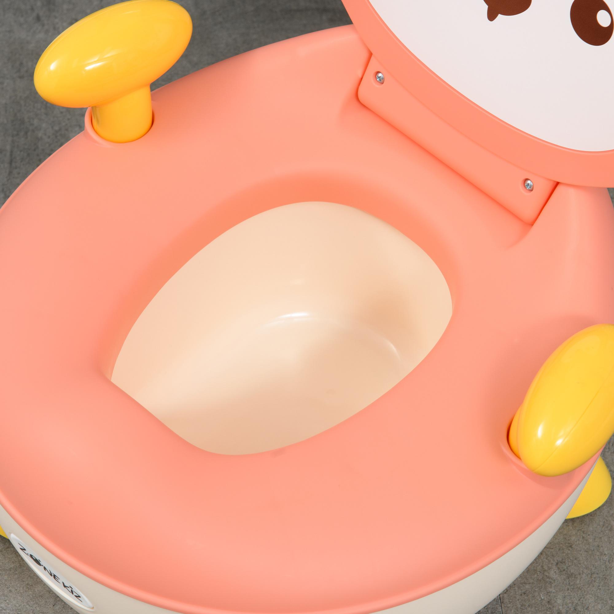 Orinal Infantil WC Aprendizaje Orinal para Bebé de 6-36 Meses en Forma de Zorro con Tapa Prueba de Salpicaduras Asas Estructura Antideslizante 34,5x35x23 cm Rosa