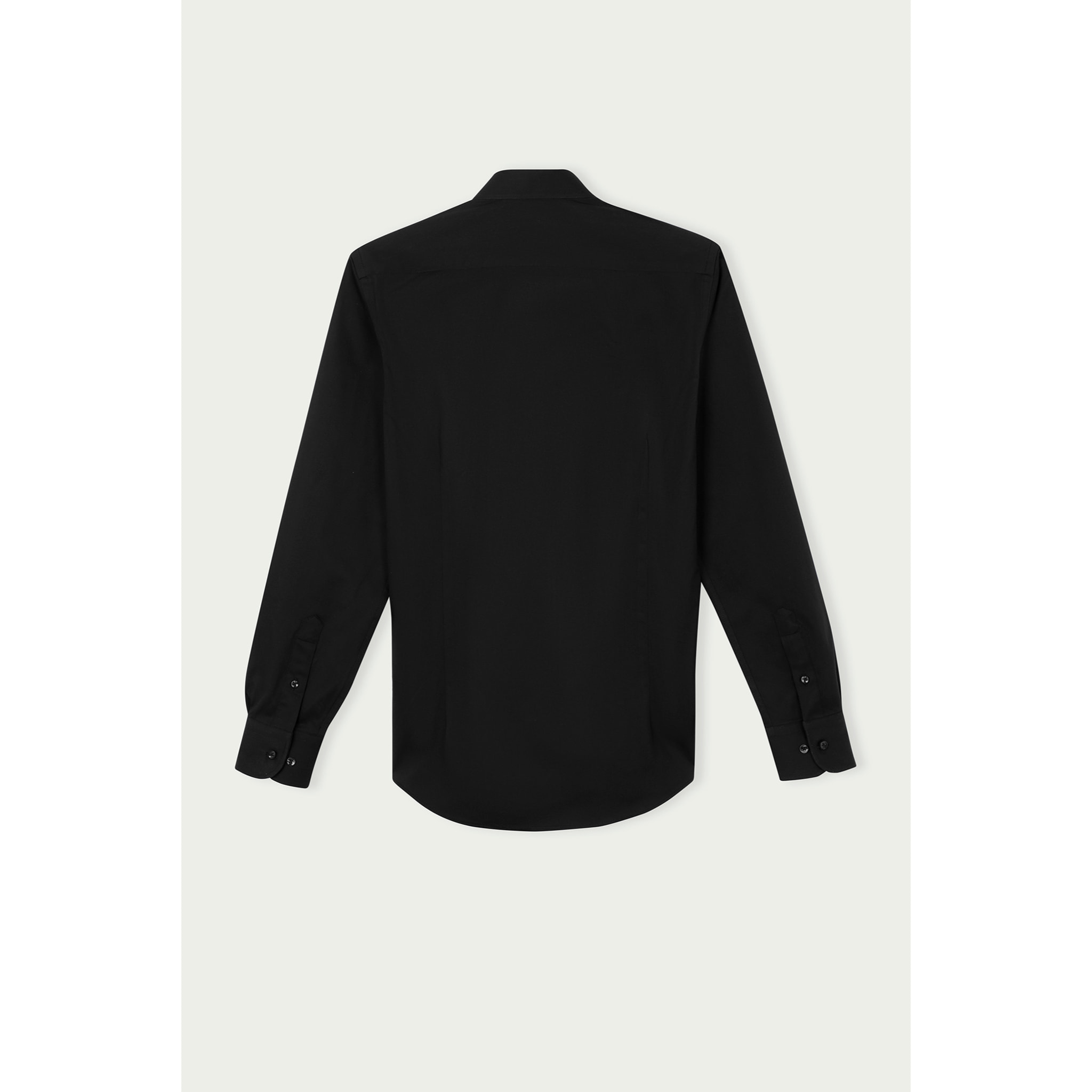 Camicia Uomo 1 Bottone Francese Slim Cotone Unito Nero