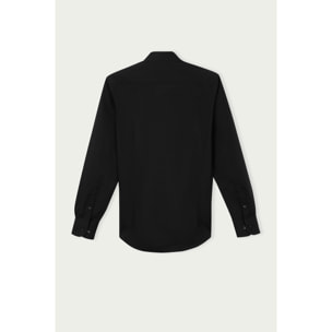 Camicia Uomo 1 Bottone Francese Slim Cotone Unito Nero