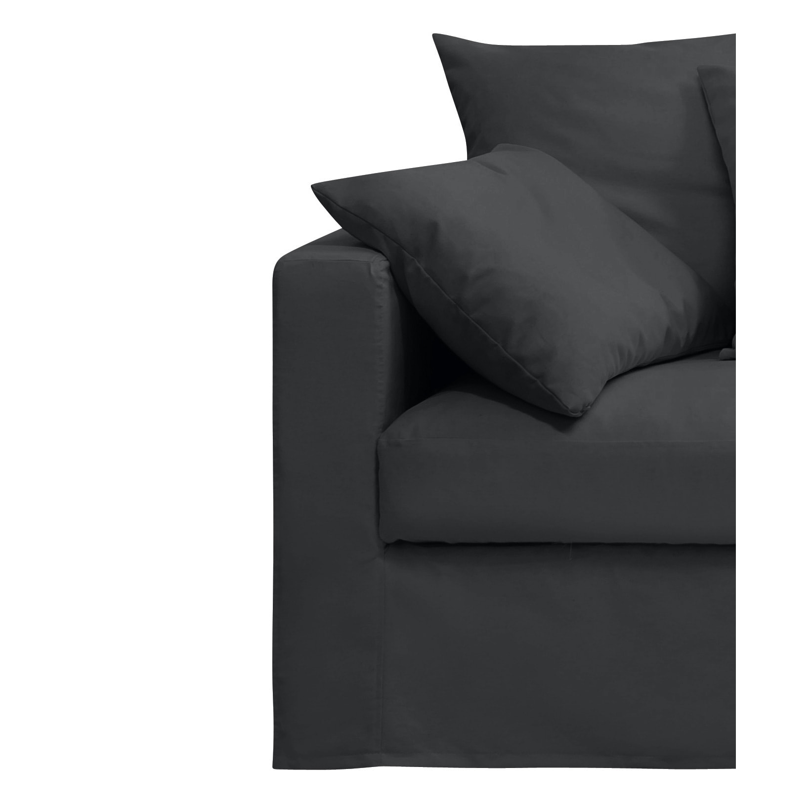 Canapé lin 4 pl SOFIA 197 cm fixe tissu Anthracite 100% déhoussable – Fab France