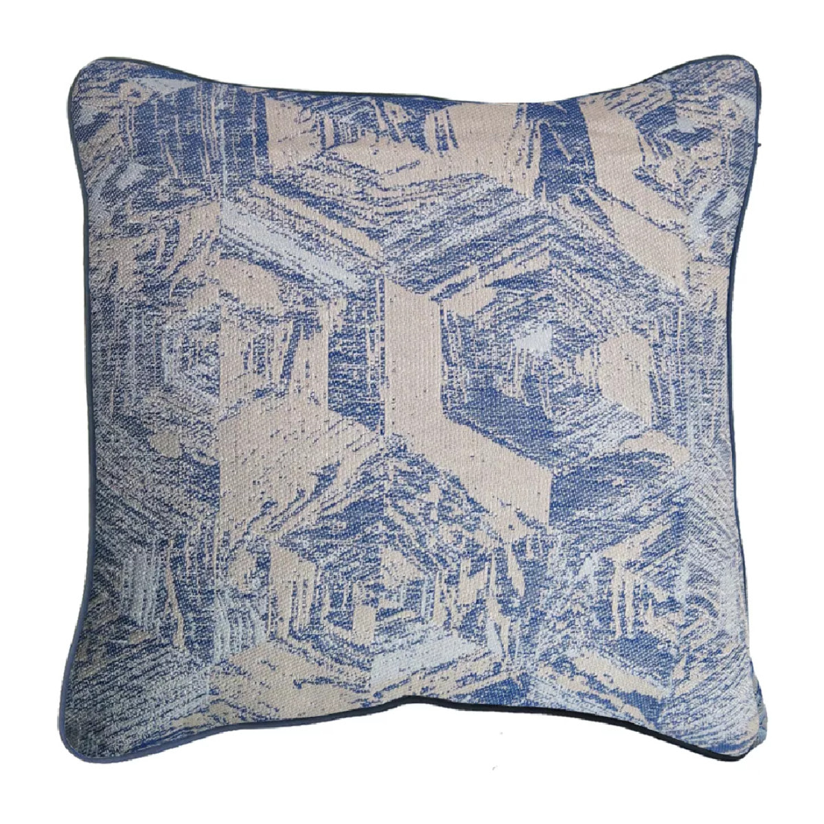 Housse de coussin pur coton motif jacquard bleu Oak blue