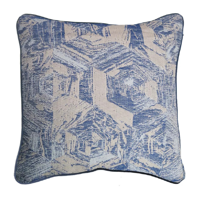 Housse de coussin pur coton motif jacquard bleu Oak blue