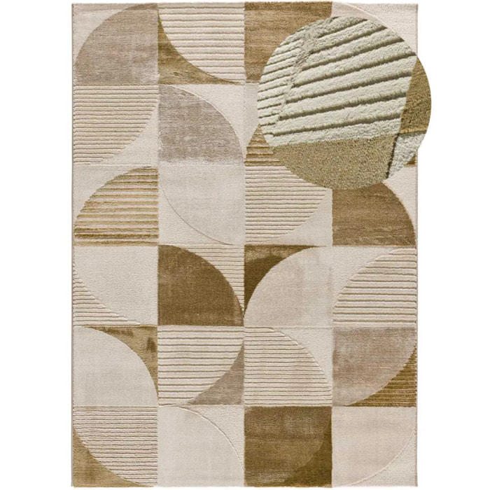 MELFI Alfombra geométrica con relieve en tonos cobrizos, varias medidas disponibles