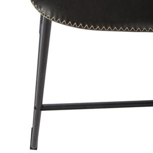 Lot de 2 chaises de bar "Lois" effet cuir noir