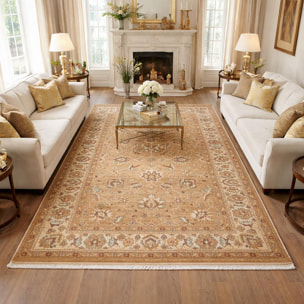 Tapis Cano rouge et beige aux motifs floraux d'inspiration Orientale