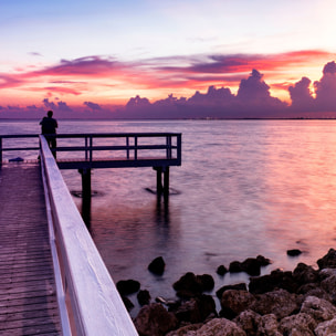 Papier peint panoramique coucher de soleil a miami Intissé