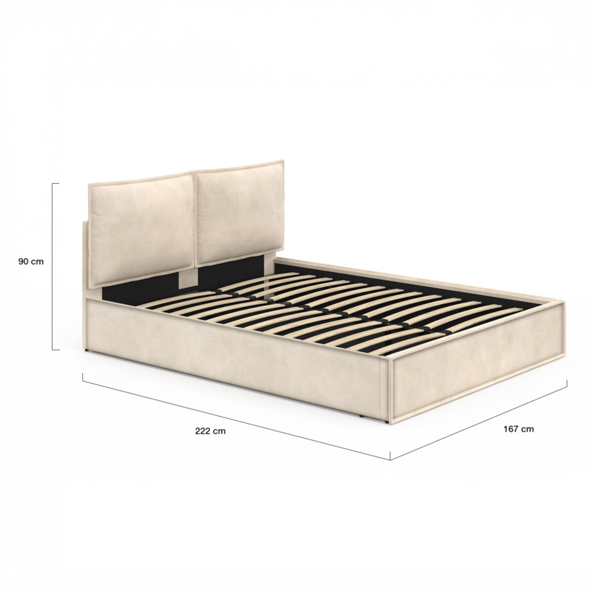 Lit coffre Lilou 160x200cm velours beige