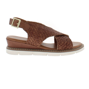 Armata di Mare Scarpe Donna Sandalo in Pelle Incrociato con Cinturino Laterale AMD 1V3741 Tan