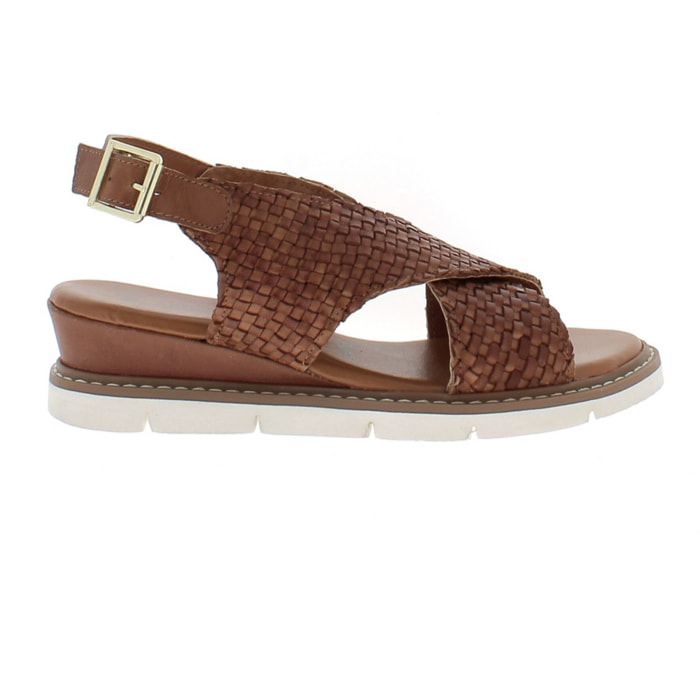 Armata di Mare Scarpe Donna Sandalo in Pelle Incrociato con Cinturino Laterale AMD 1V3741 Tan