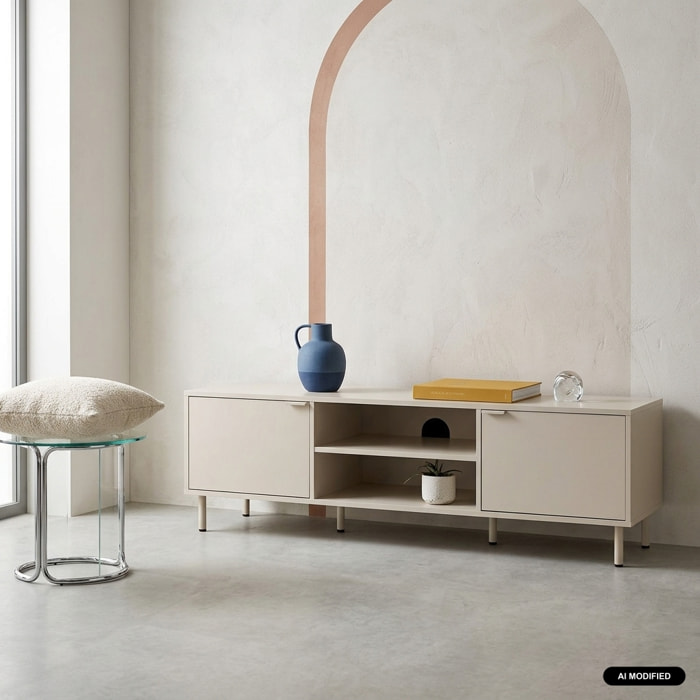 Meuble TV décor bois et métal 160cm ELLIE