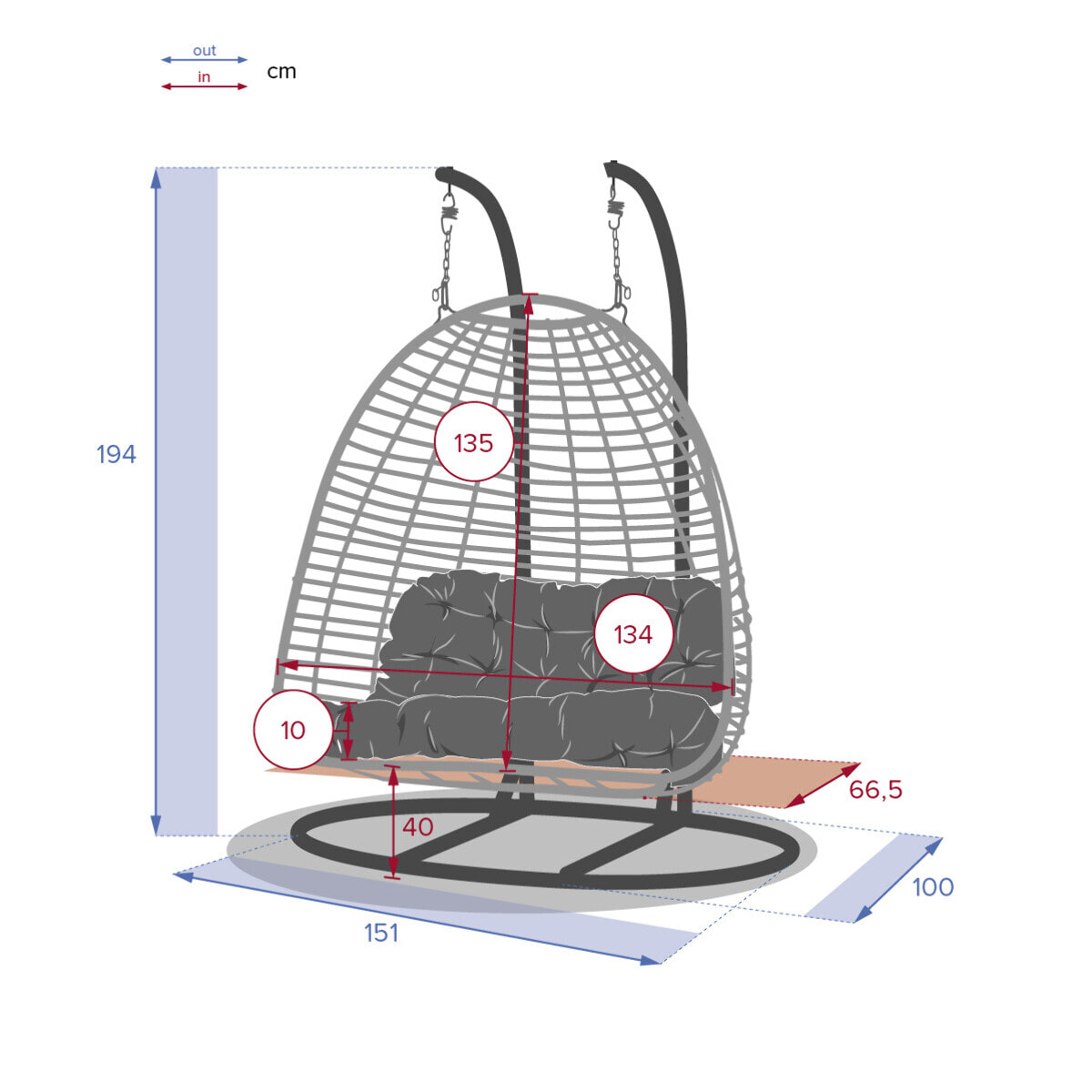 Fauteuil oeuf suspendu Ajar Ardoise