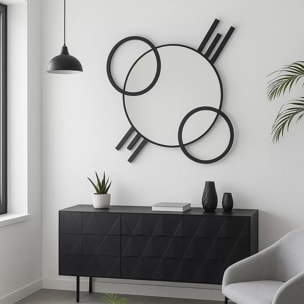 Miroir Triple Cercle noir 119x124cm Kare Design