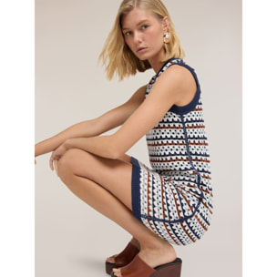 Motivi - Vestido línea A en punto crochet - Azul