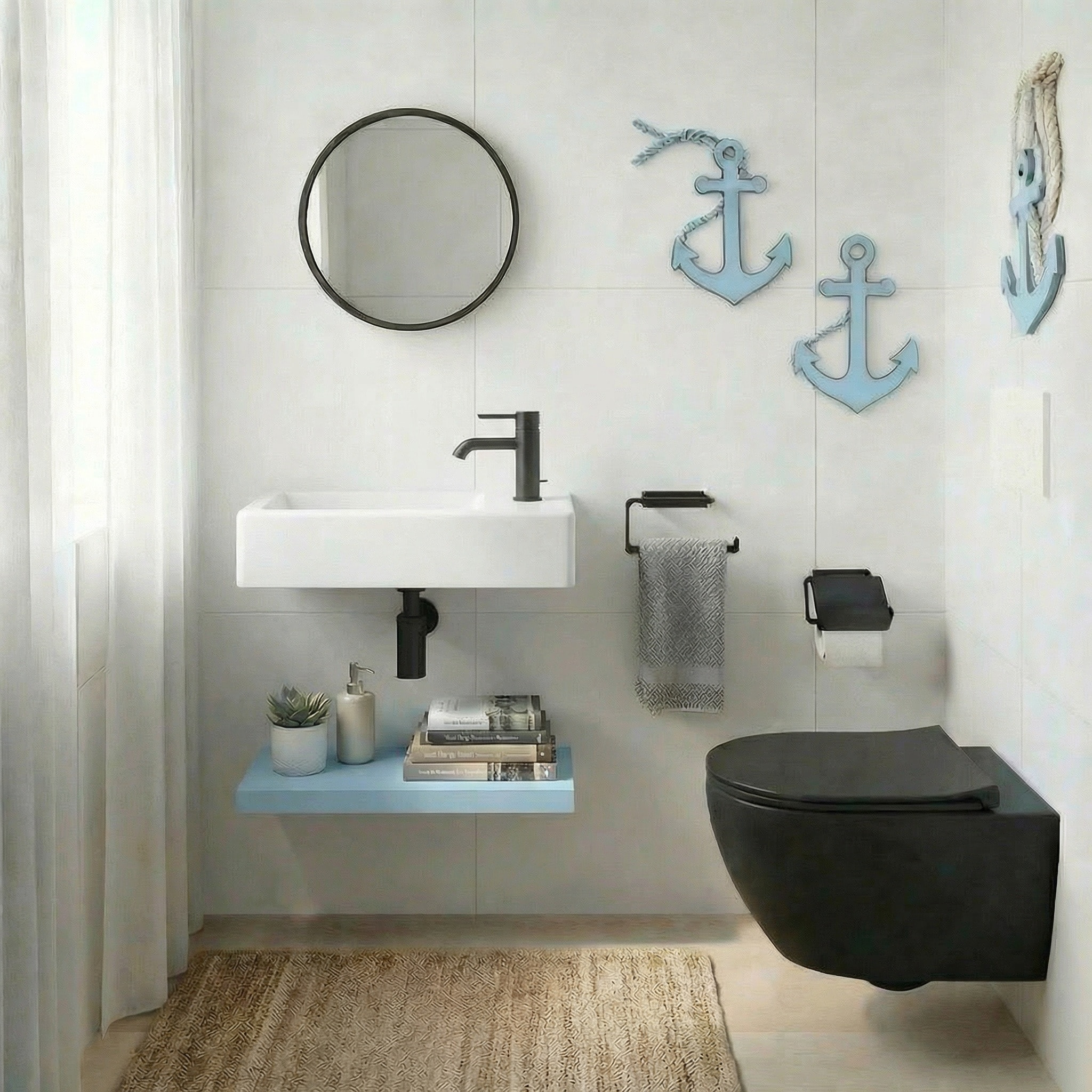 Brevis Lave-mains suspendu avec trou pour robinetterie à droite, 40,5x20,5x10,5cm (SATBRE4020SR)