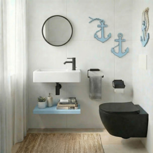 Brevis Lave-mains suspendu avec trou pour robinetterie à droite, 40,5x20,5x10,5cm (SATBRE4020SR)