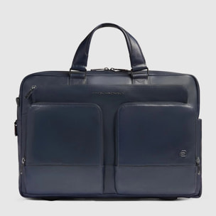 Piquadro Borsa porta in pelle porta pc e iPad® con protezione antiurto, tasca porta bottiglia