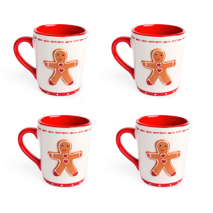Set de 4 Mugs Excelsa – Ginger Boy & Girl, Céramique Multicolore