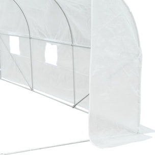 Serre tunnel de jardin 3,5 x 3 x 2 m grande taille 6 fenêtres blanc