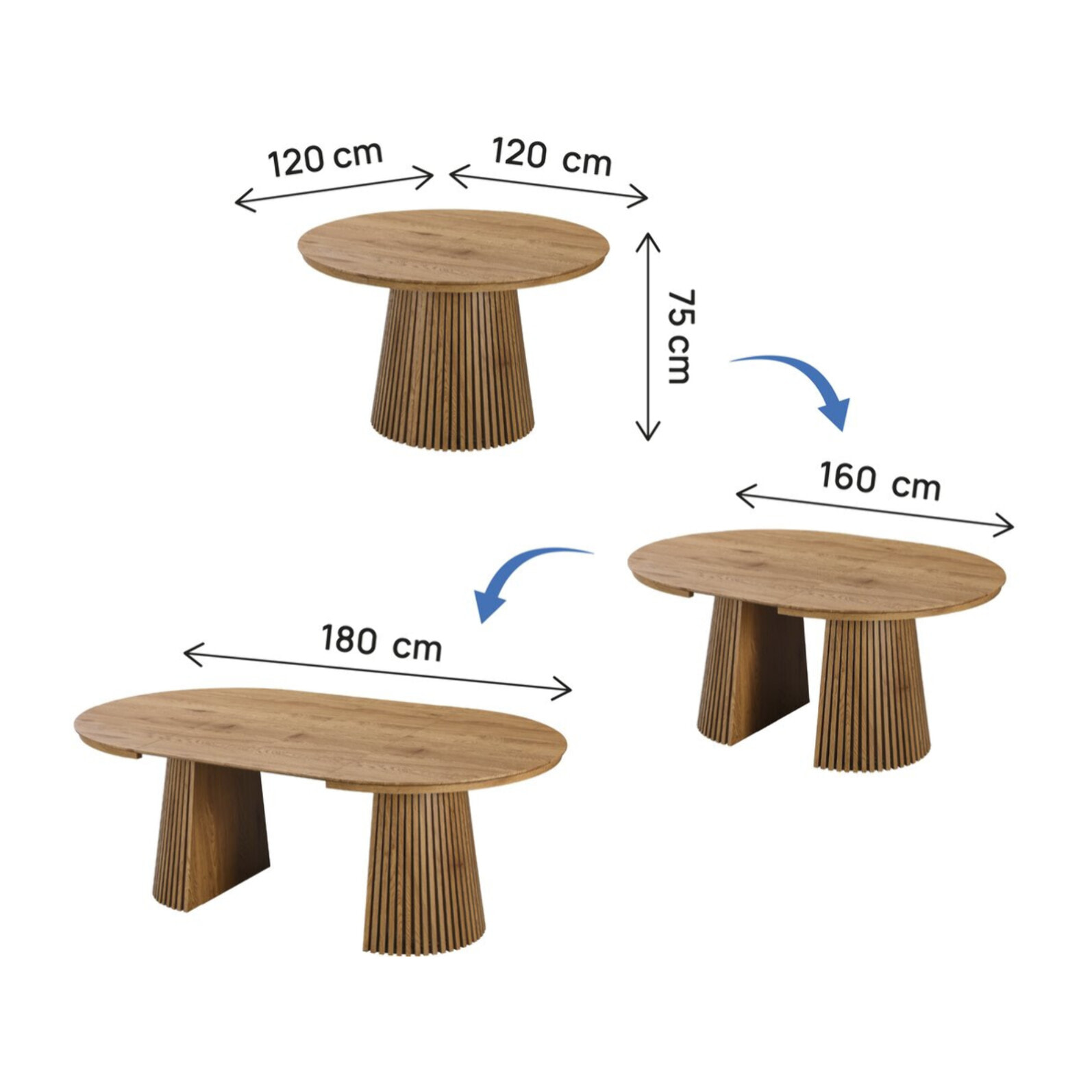 Table à manger extensible en bois "Sylva" - 120/200 cm - 4 à 8 places - Marron