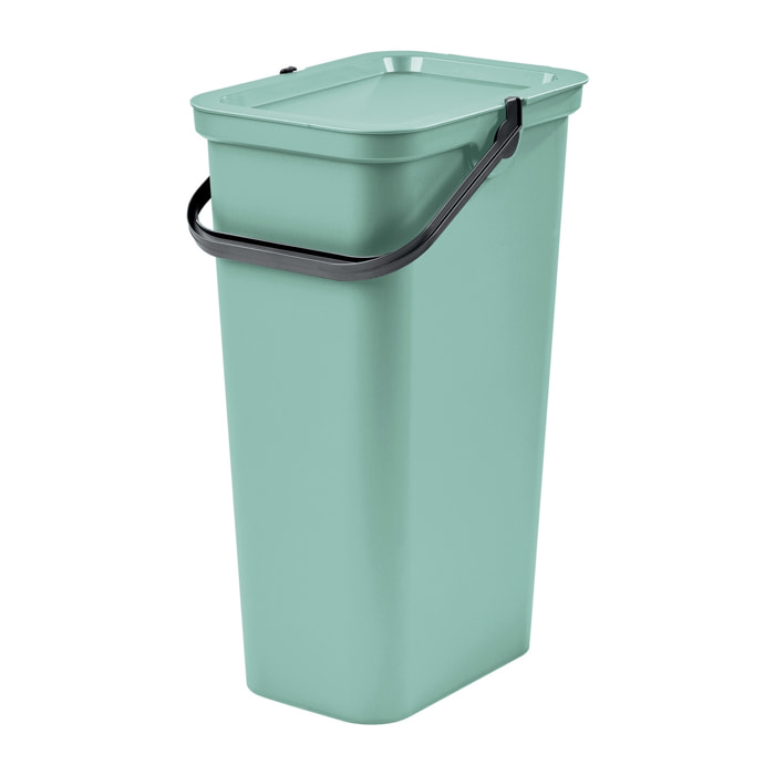 Papelera "moda" con asa salvia/grafito