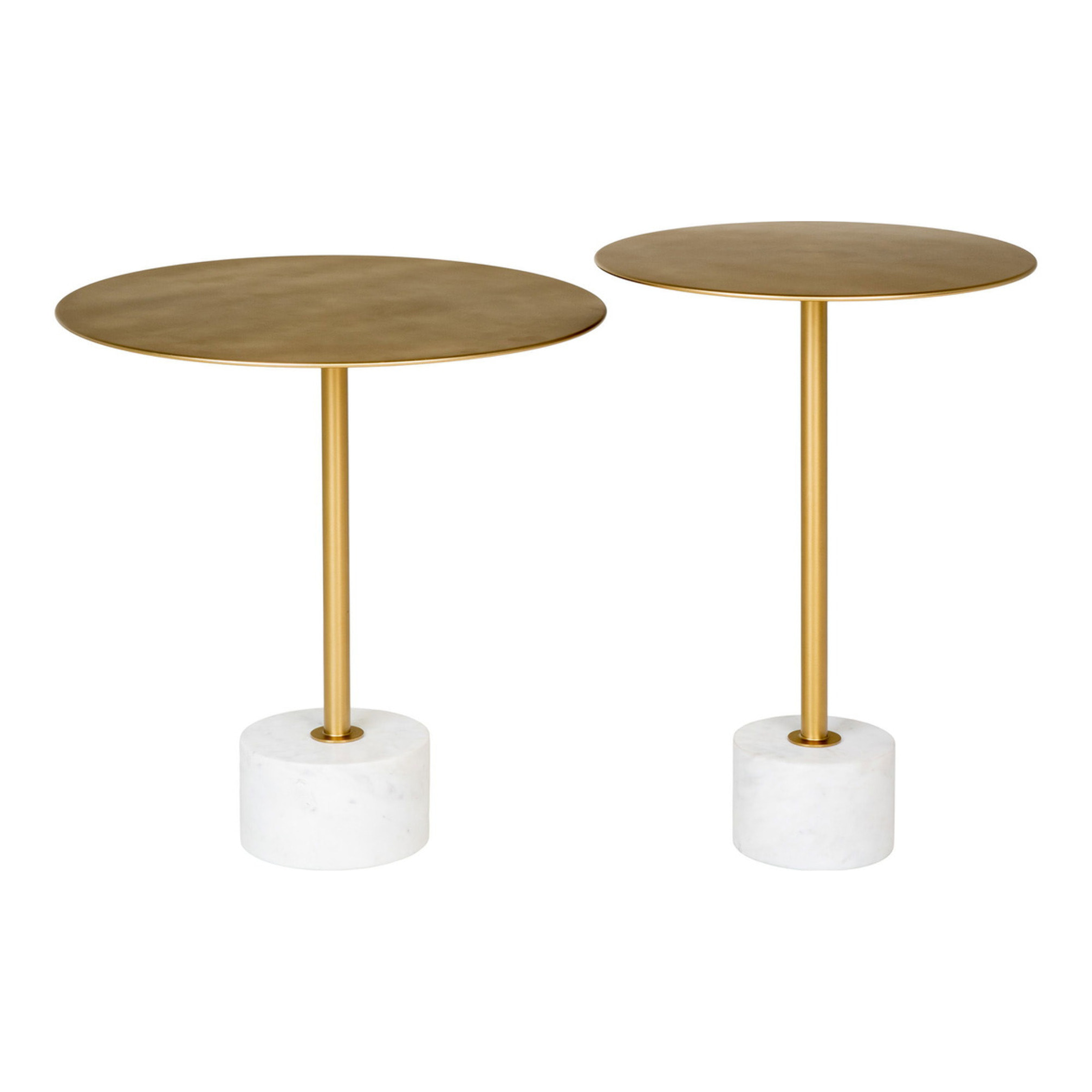 Tavolino Lecco in ottone e marmo bianco ø51x52 cm