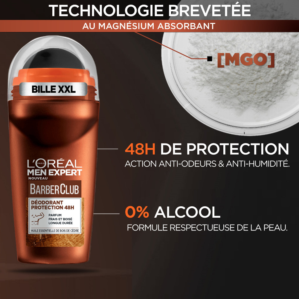 Lot de 6 - L'Oréal Paris Men Expert Barber Club Déodorant Bille Protection 48h 50ml