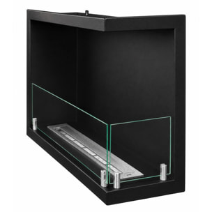 Sutri 60 - Camino a Bioetanolo da Incasso Angolare Destro 60x45x22,4 cm con Bruciatore 1,5lt in Acciaio
